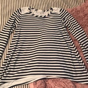 Btween Navy blue and White Long Sleeve Tee